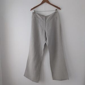 Eileen Fisher Light Gray Linen Wide-Leg Trousers Size Med